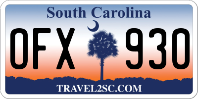 SC license plate OFX930