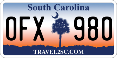 SC license plate OFX980