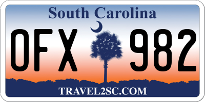 SC license plate OFX982