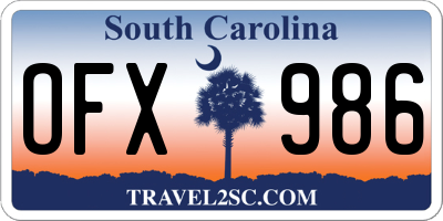 SC license plate OFX986