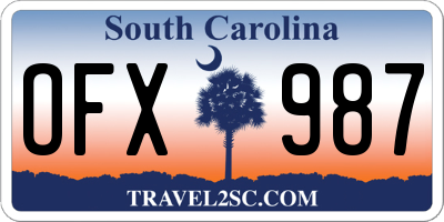 SC license plate OFX987