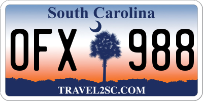 SC license plate OFX988