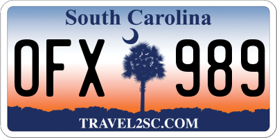 SC license plate OFX989