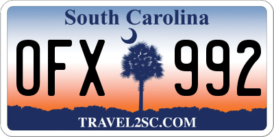SC license plate OFX992