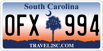 SC license plate OFX994