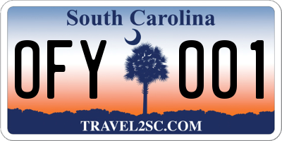 SC license plate OFY001