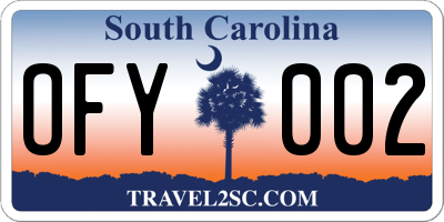SC license plate OFY002