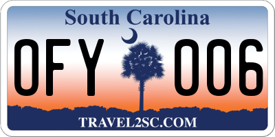 SC license plate OFY006