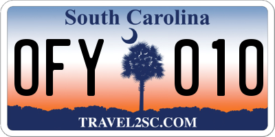 SC license plate OFY010
