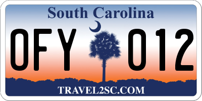 SC license plate OFY012