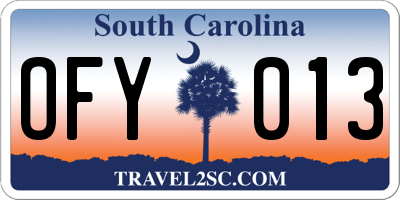 SC license plate OFY013