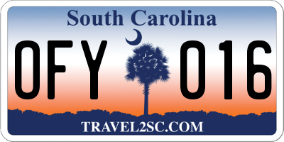 SC license plate OFY016