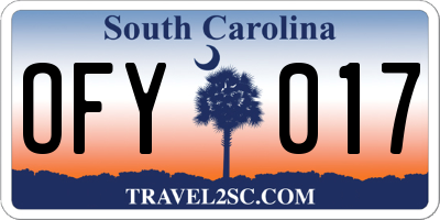 SC license plate OFY017