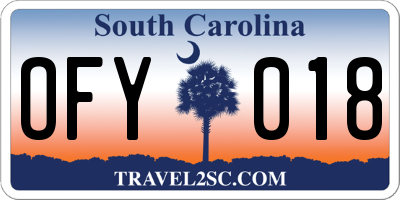 SC license plate OFY018