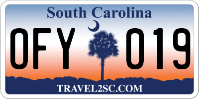 SC license plate OFY019