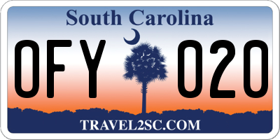 SC license plate OFY020