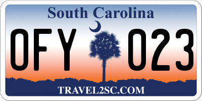 SC license plate OFY023