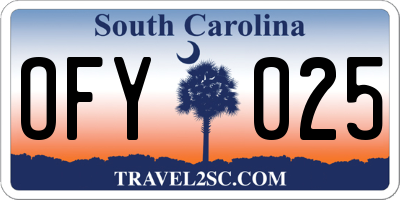 SC license plate OFY025