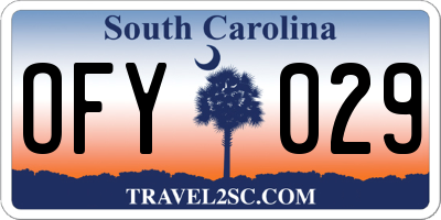 SC license plate OFY029