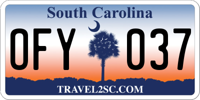 SC license plate OFY037