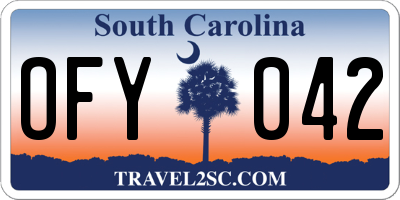 SC license plate OFY042