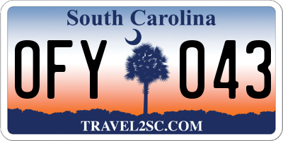 SC license plate OFY043