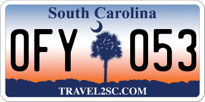 SC license plate OFY053
