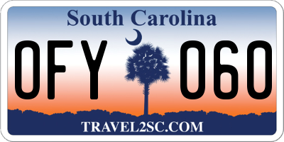 SC license plate OFY060