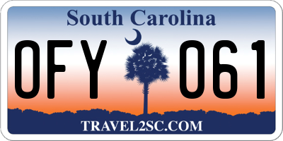 SC license plate OFY061