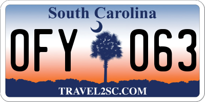 SC license plate OFY063