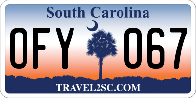 SC license plate OFY067