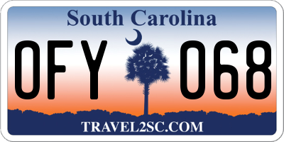 SC license plate OFY068