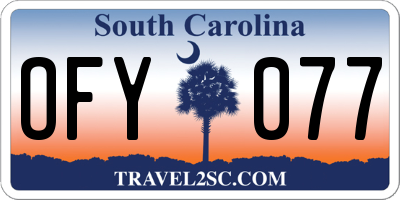 SC license plate OFY077