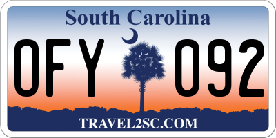 SC license plate OFY092
