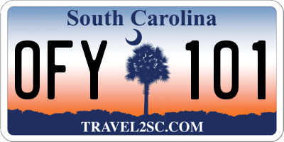 SC license plate OFY101