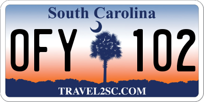 SC license plate OFY102