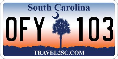 SC license plate OFY103