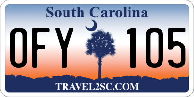 SC license plate OFY105