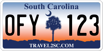 SC license plate OFY123