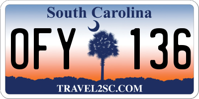 SC license plate OFY136