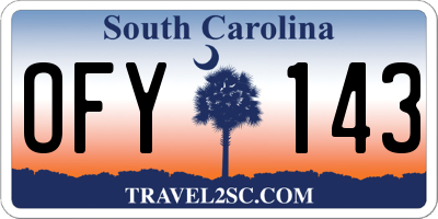 SC license plate OFY143