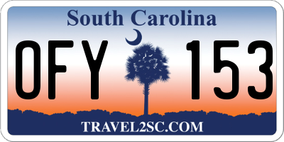 SC license plate OFY153