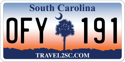 SC license plate OFY191