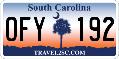 SC license plate OFY192