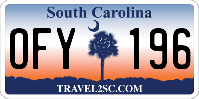SC license plate OFY196