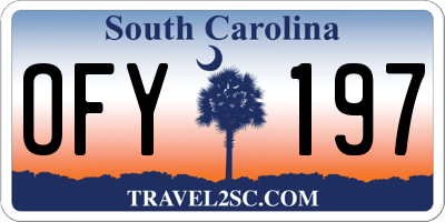 SC license plate OFY197