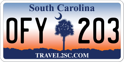 SC license plate OFY203