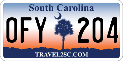 SC license plate OFY204