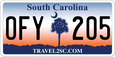 SC license plate OFY205