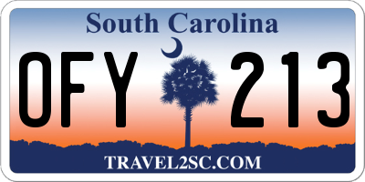 SC license plate OFY213